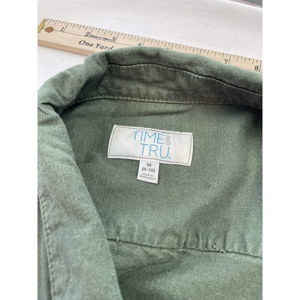 Time and Tru Cargo Jacket Linen Women’s M Army Green Shacket - Picture 5 of 8